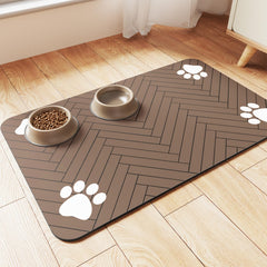 DK177 pet feeding mat absorbent coffee surface keeps spills contained and floors clean