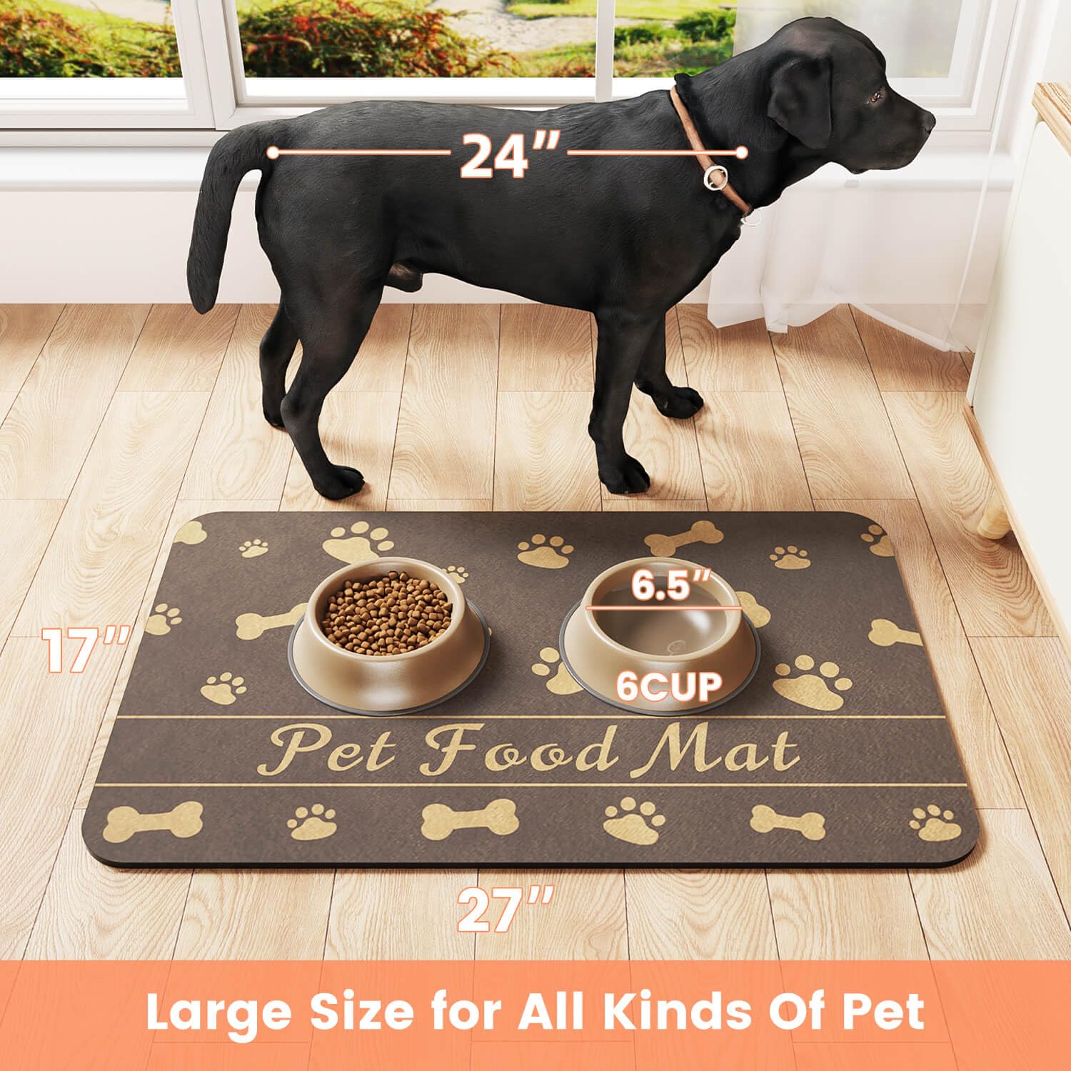 DK177 Pet Feeding Mat quick-dry design speeds cleanups after meals.
