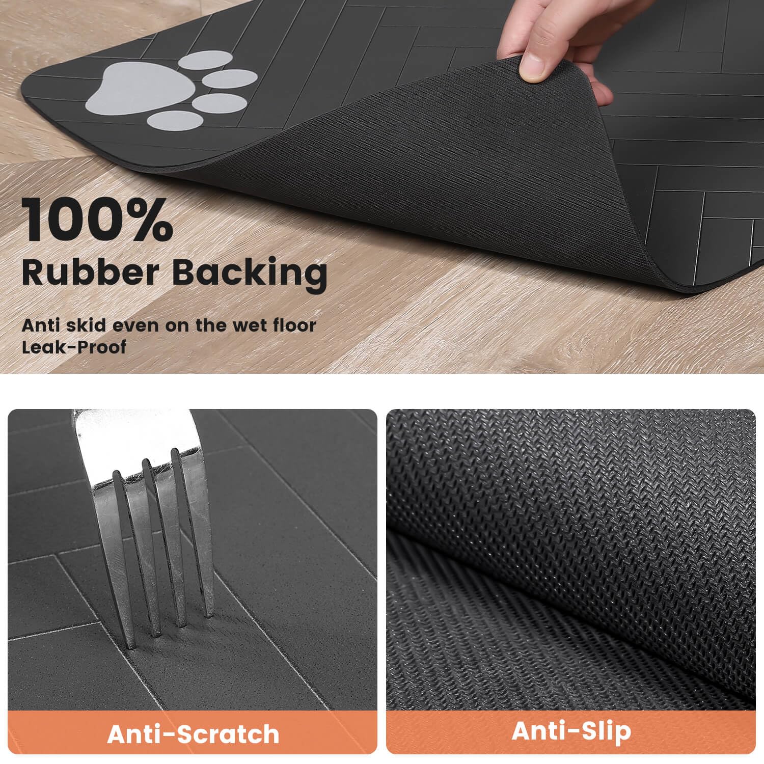 DK177 Pet Feeding Mat easy-clean surface wipes or rinses clean.