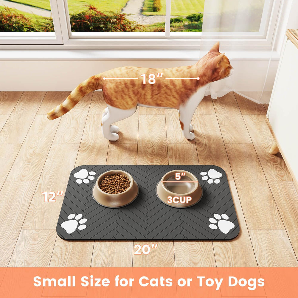 DK177 Pet Feeding Mat keeps the kitchen tidy after outdoor adventures.