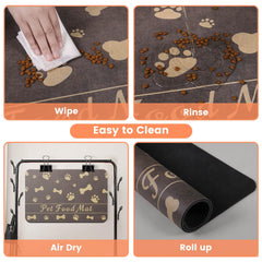DK177 Pet Feeding Mat quick-dry surface dries spills for faster cleanup.