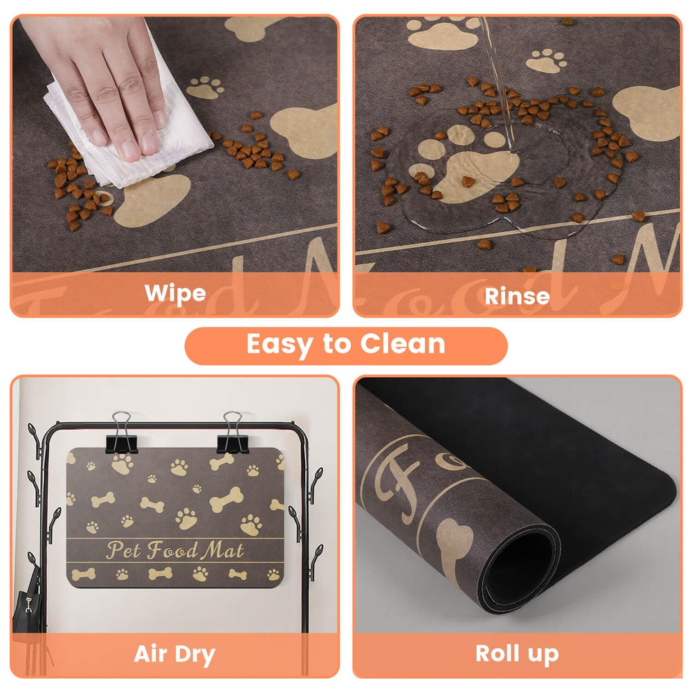 DK177 Pet Feeding Mat easy-clean surface resists hair and dust.