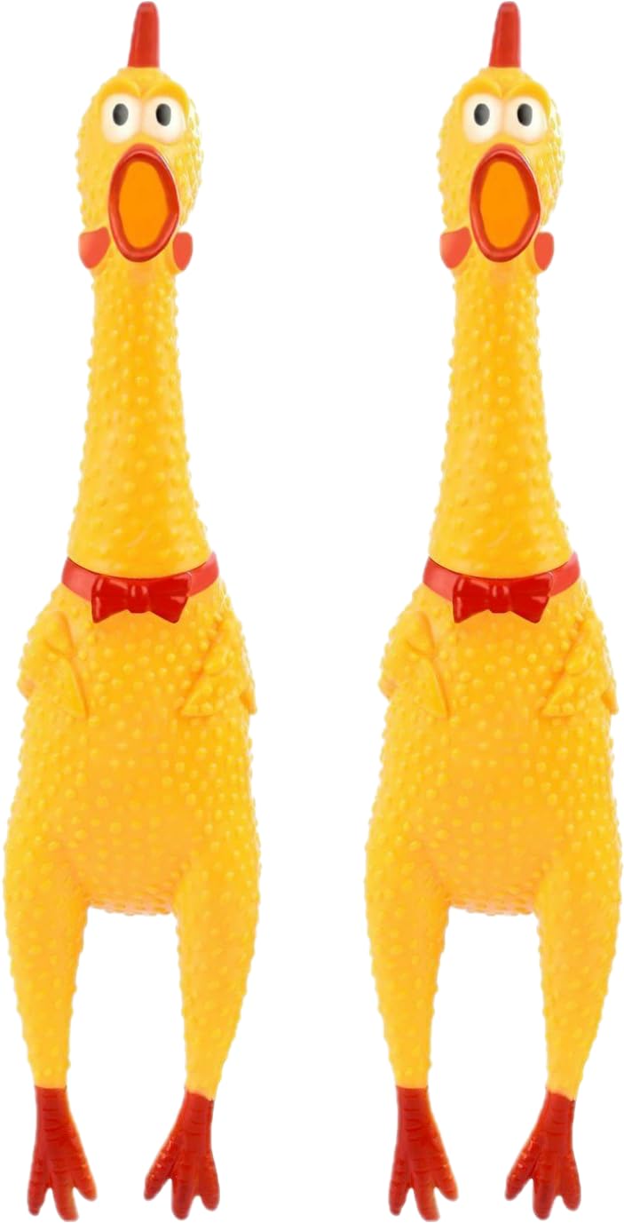 Dlh Western large screaming rubber chicken pack—two 12-inch prank toys for fun party moments