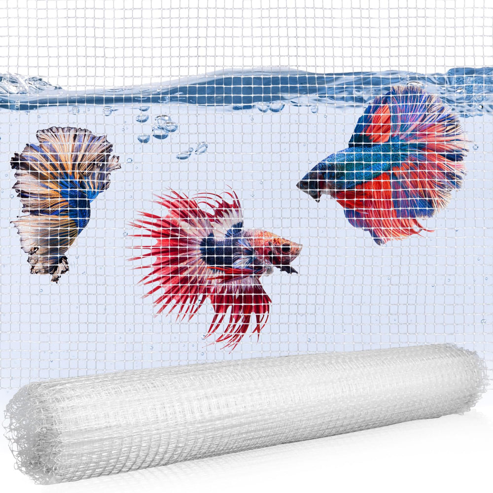 DLOnline clear mesh netting top cover shows protective, light-transmitting lid for fish tank.
