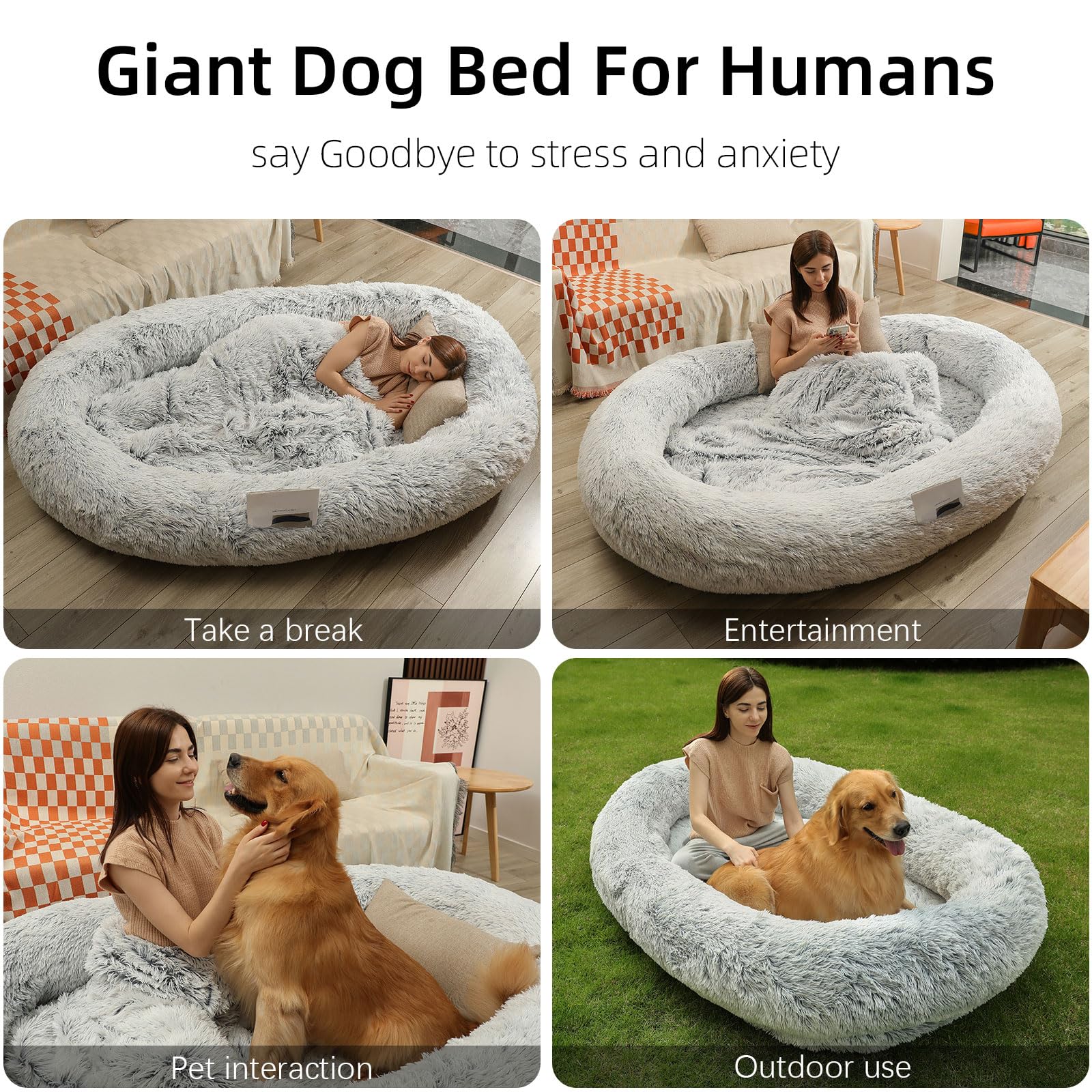 DMTINTA large dog bed non-slip bottom keeps bed secure on floors.