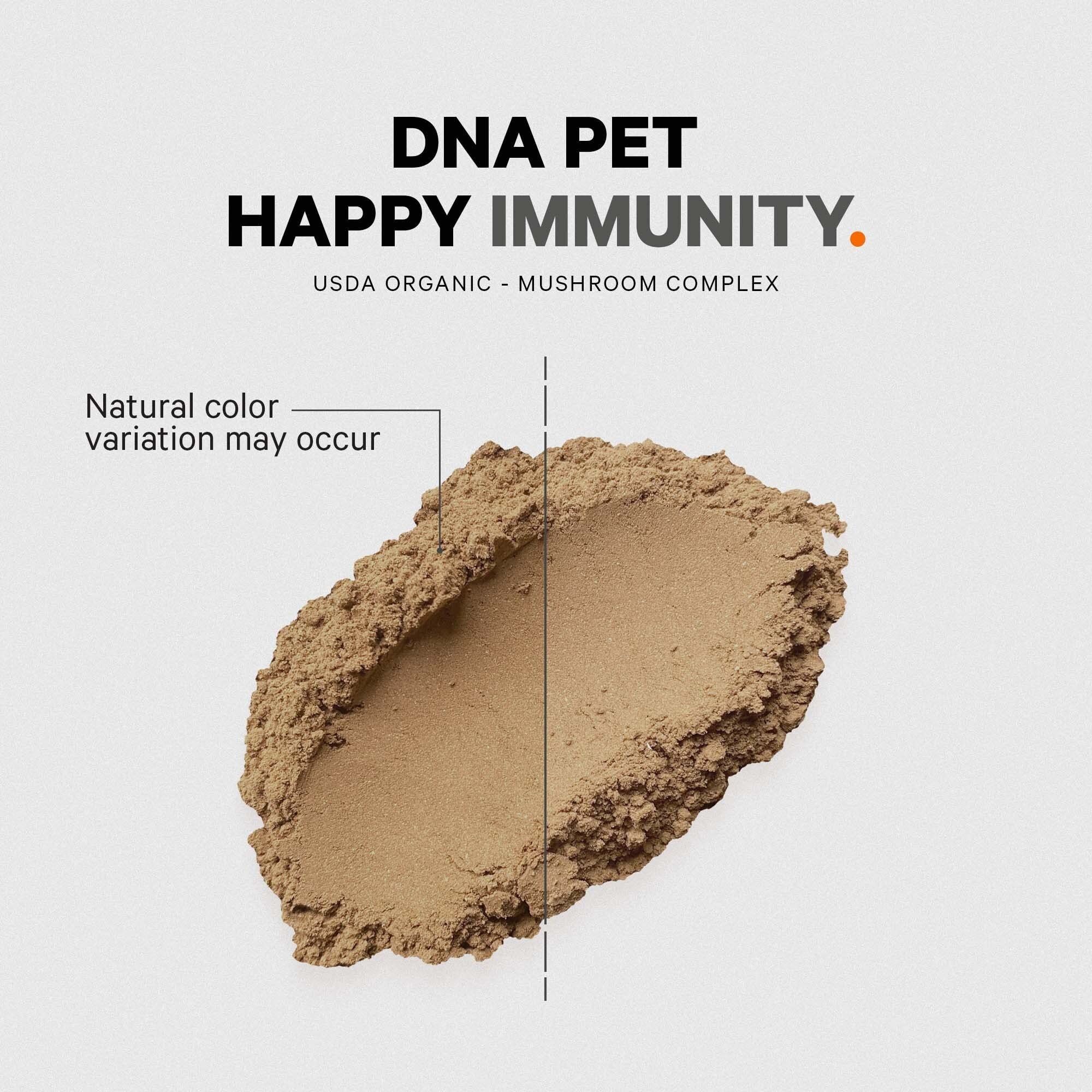 DNA PET seven mushroom varieties closeup showcasing full-spectrum immune-friendly blend