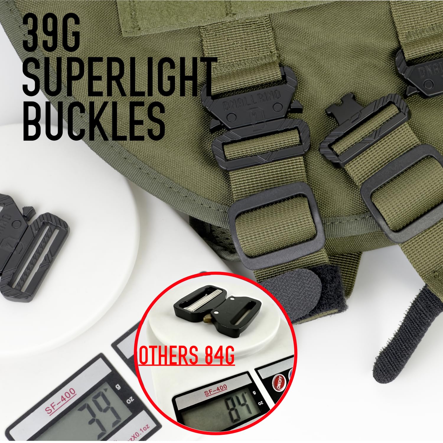 Dnallrino service dog vest 39g metal buckles add lightweight durability
