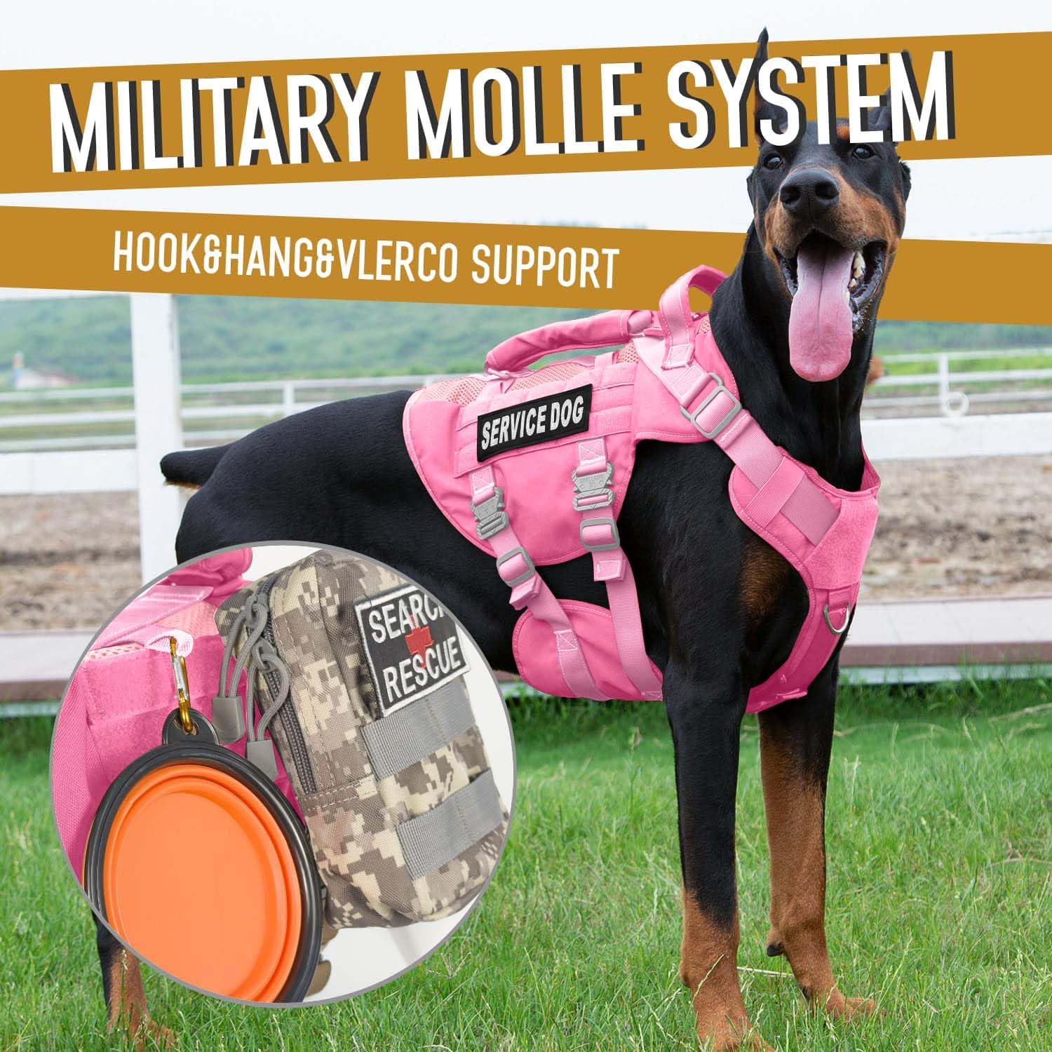 Dnallrino service dog vest velcro panel for patches and service badges