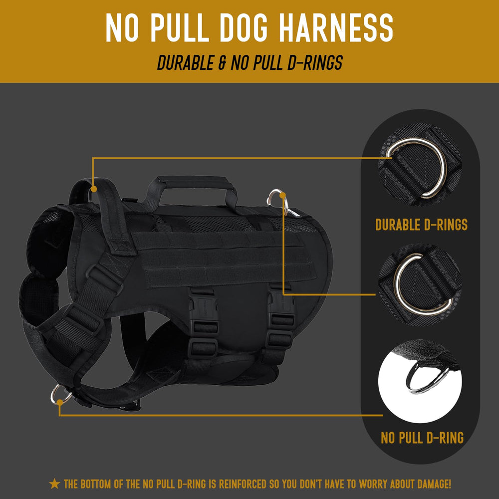 Dnallrino tactical dog harness dual handles for quick control in crowds