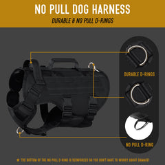 Dnallrino tactical dog harness dual handles for quick control in crowds