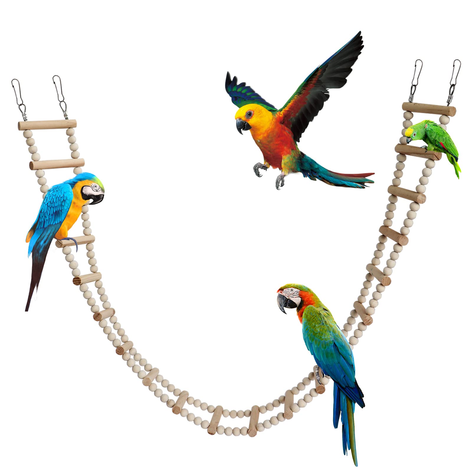 Dnoifne Bird Ladder Bridge wooden steps for climbing and play in cages