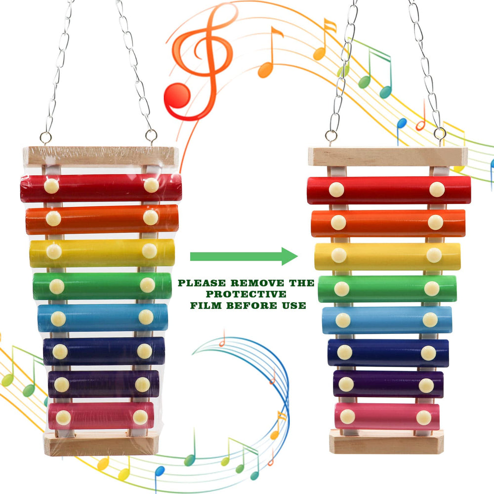 Dnoifne bird xylophone size 48-5cm with chain demonstrates durable hanging design.