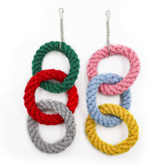 Dnoifne hanging toy with hooks enables easy cage setup and swinging.