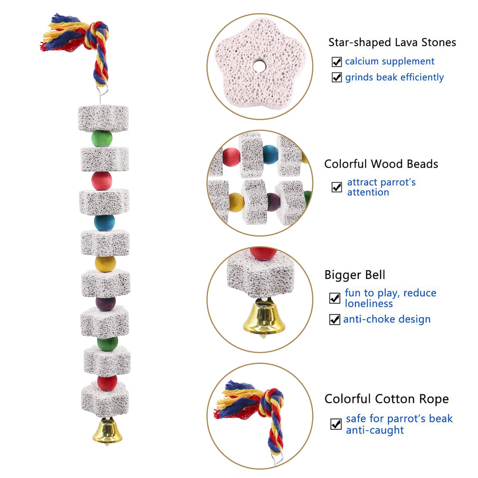 Dnoifne star-shape chew toy with beads attracts attention and encourages interactive play.