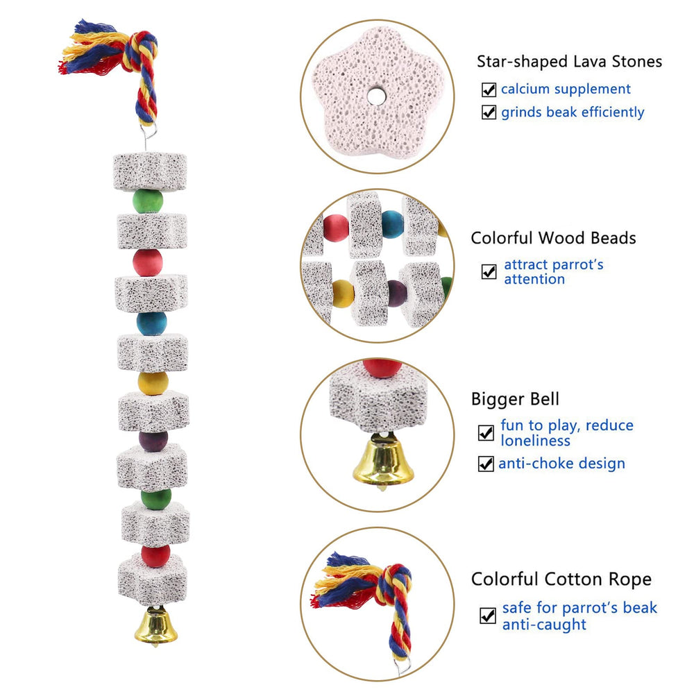 Dnoifne star-shape chew toy with beads attracts attention and encourages interactive play.