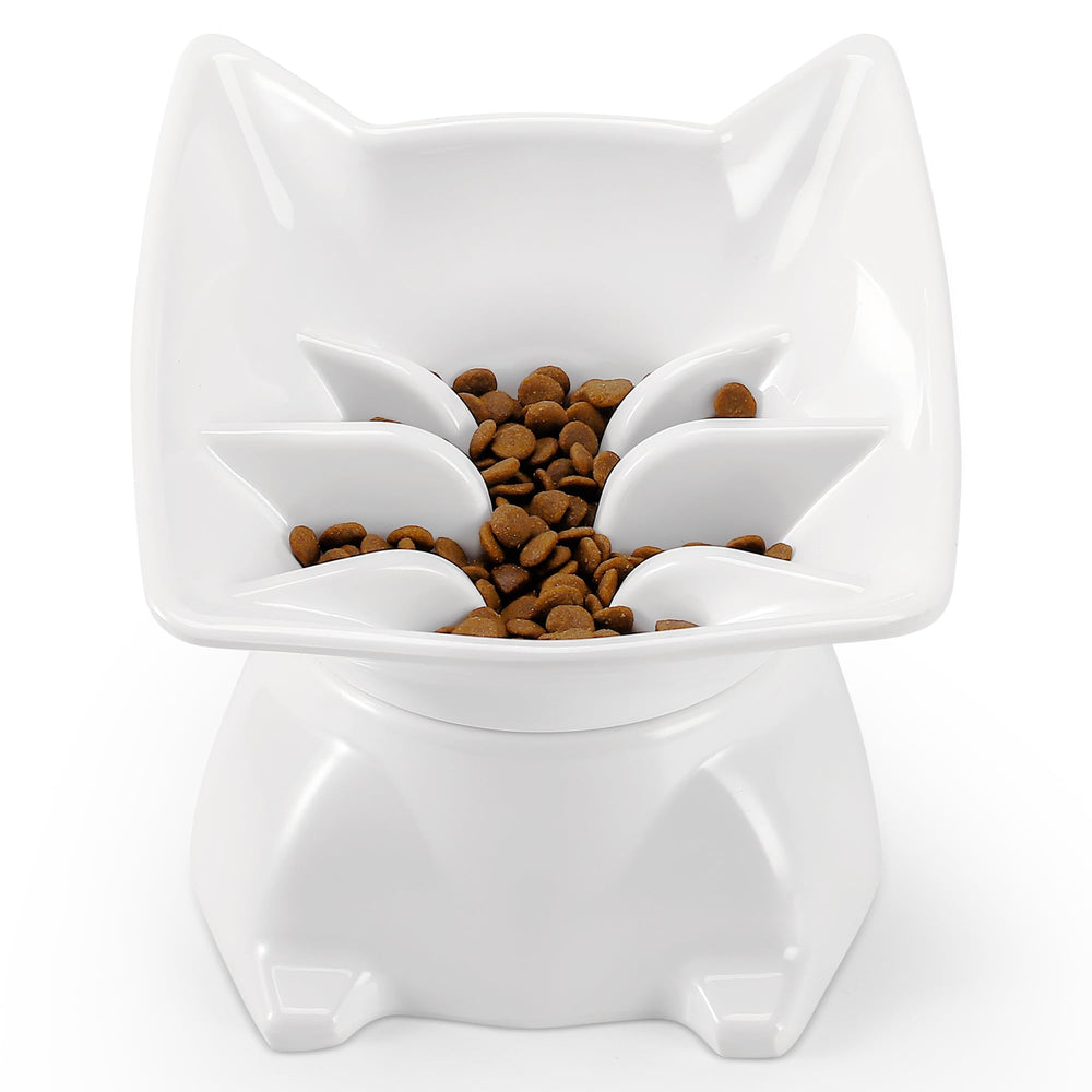 DNOYEUS small elevated slow feeder cat bowl with tilted design for comfortable dining