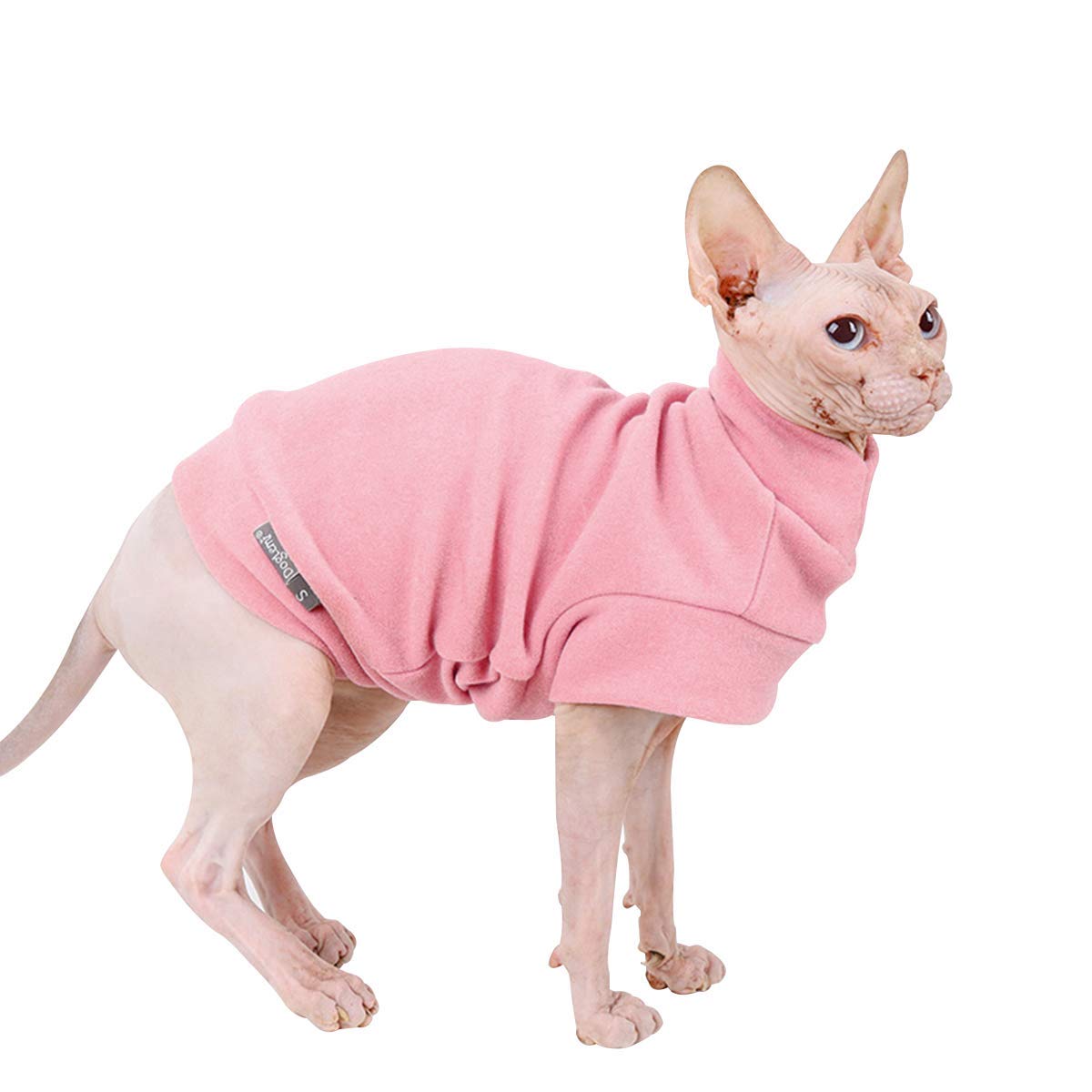 Dociote small pink fleece sweater front view keeps tiny dogs warm and cozy.