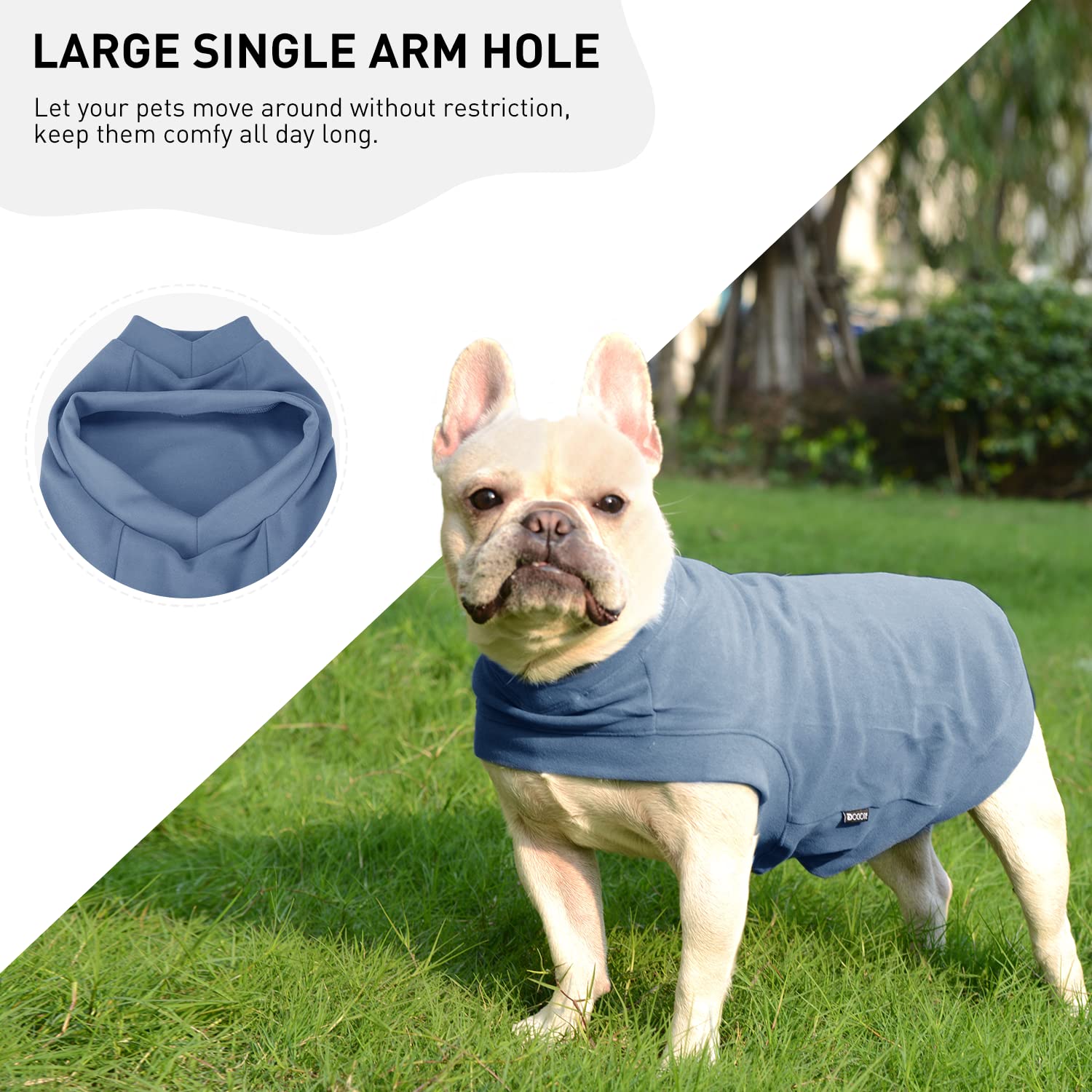 Dociote stretchy-fit view demonstrates secure yet flexible coverage for active pets.