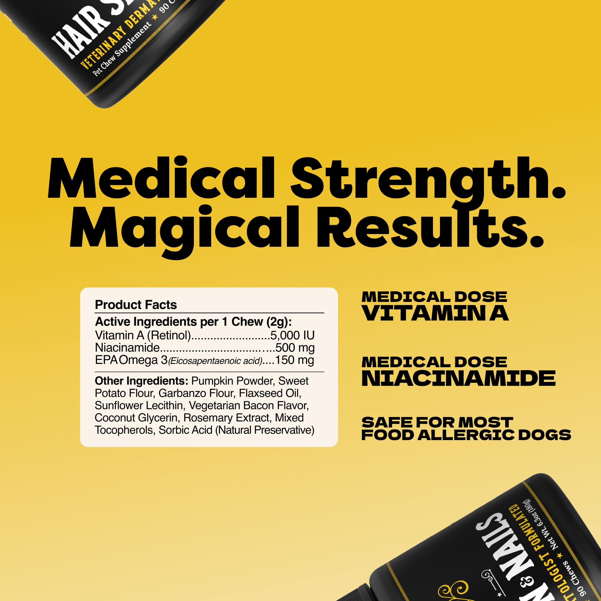 DocItchy omega-3 chews with EPA visual emphasizing calm inflammation and glossy coat.
