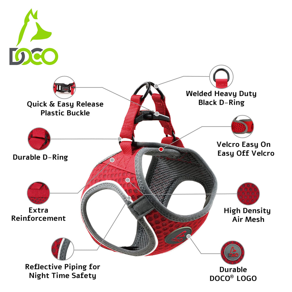 DOCO Athletica lime harness reflective piping close-up for night visibility