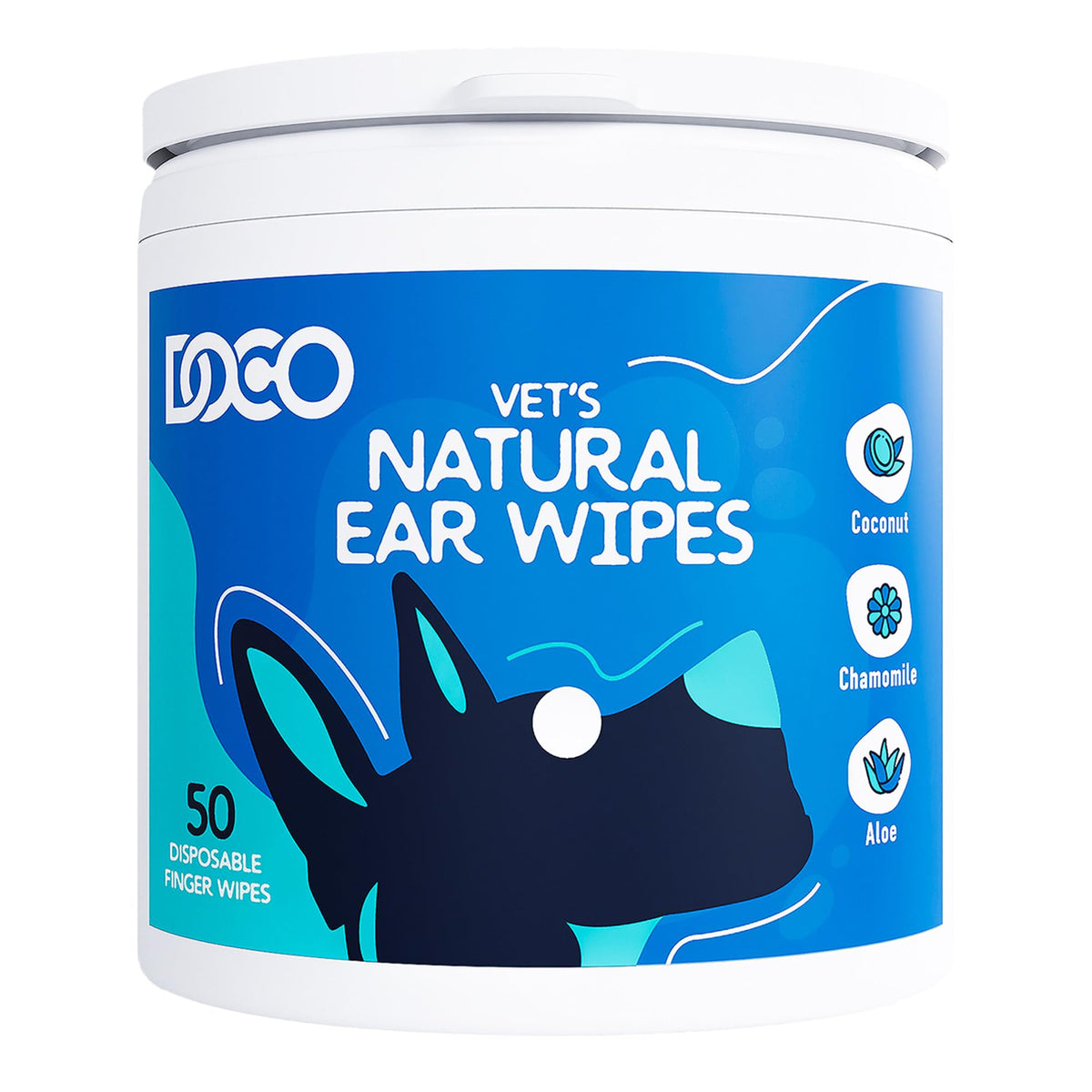 DOCO dog ear cleaner wipes finger-kit overview for quick, controlled cleaning.