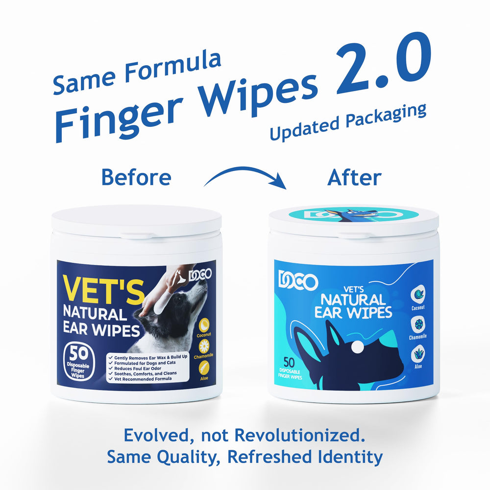 DOCO dog ear wipes finger pad on finger for precise, on-hand ear cleaning.