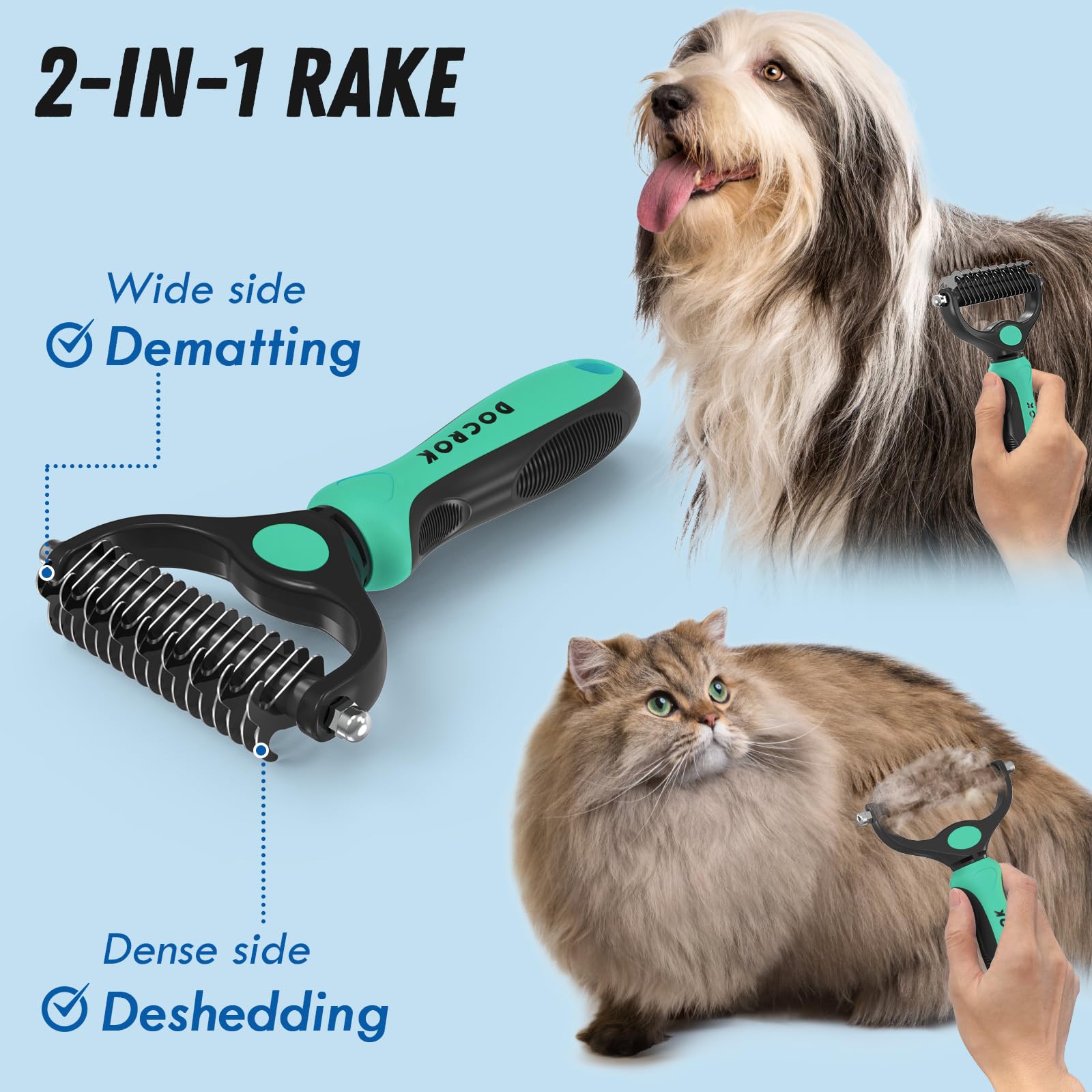 Docrok Grooming Brush Soft Edge Closeup showing gentle detangling.