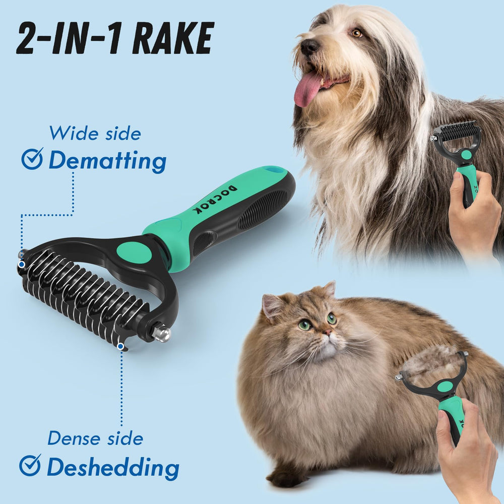 Docrok Grooming Brush Soft Edge Closeup showing gentle detangling.
