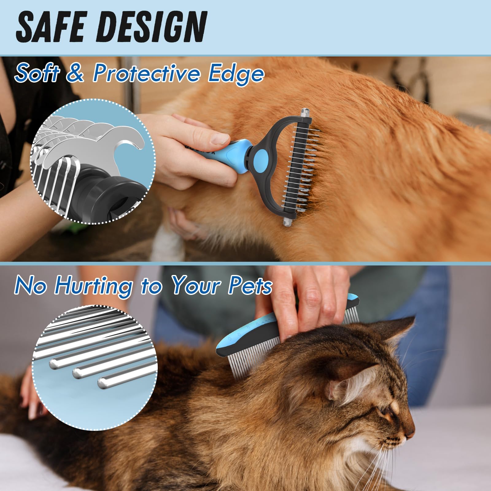 Docrok Pet Grooming Combo 2-in-1 comb for knot removal and smoothing.