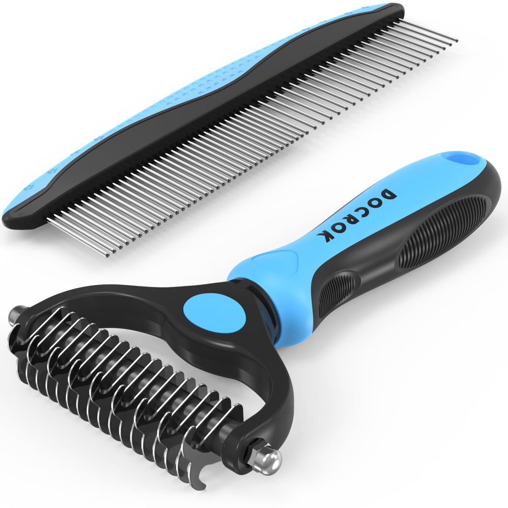 Docrok Pet Grooming Combo deshedding brush in use for quick shed control.