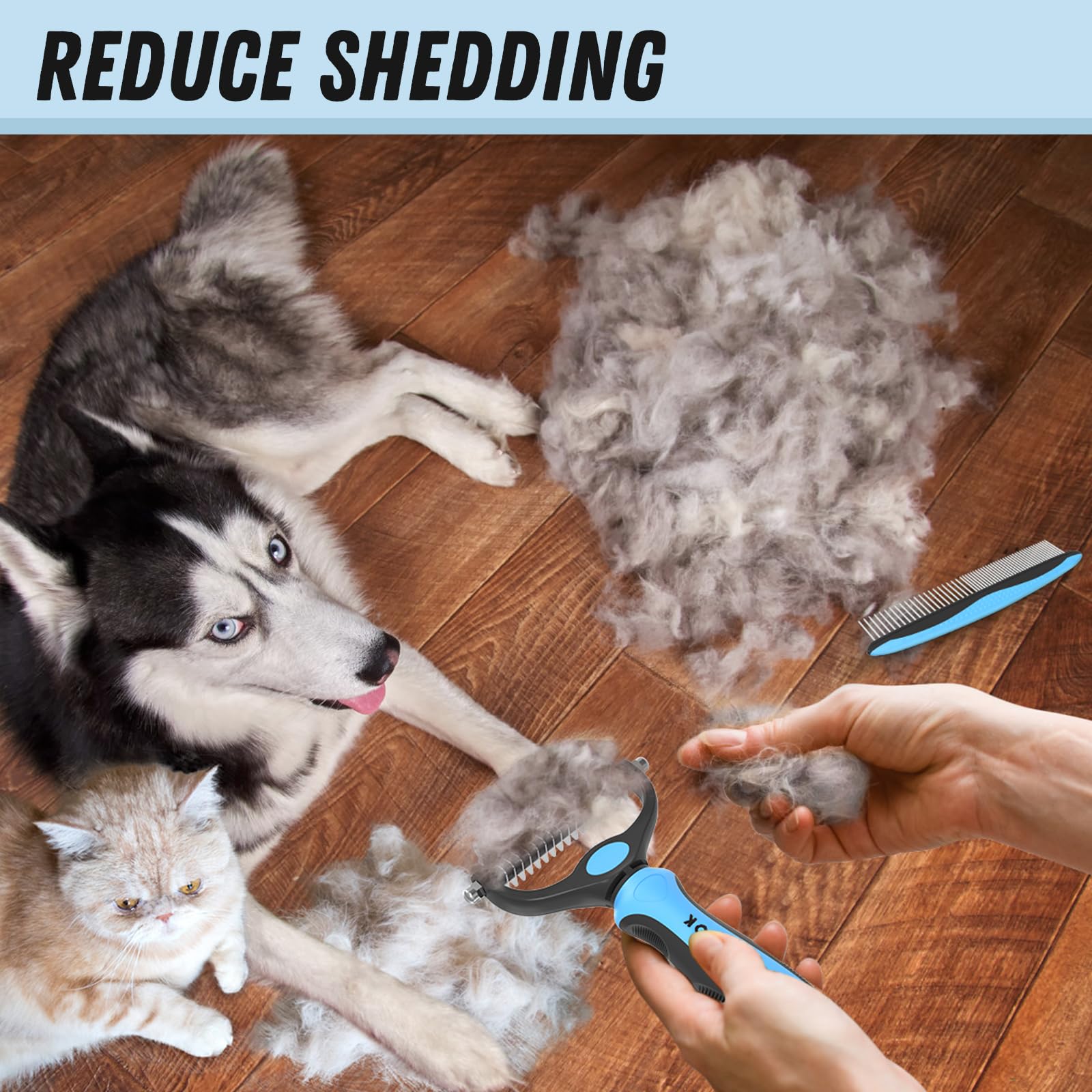 Docrok Pet Grooming Combo stainless steel teeth for durable grooming sessions.