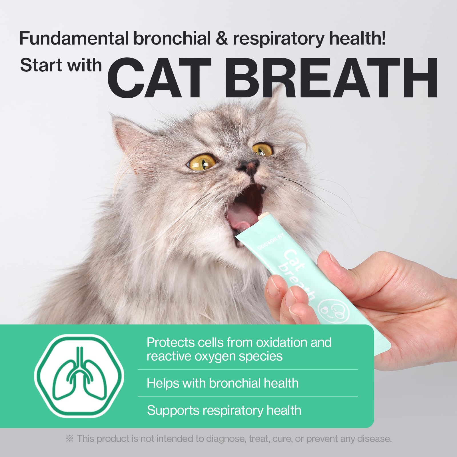 Doctor By Cat Breath chicken flavor treat demonstrates palatable delivery for respiratory-friendly care.