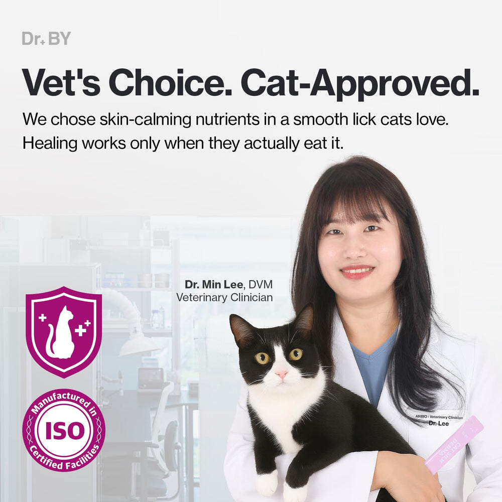 Doctor By Cat Silk Derma Lickable coat shine closeup suggests glossy fur results.