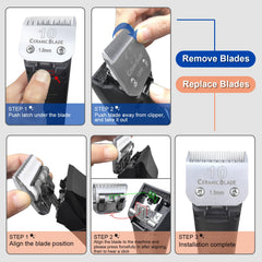 DODAER blades compatible with Andis, Oster A5, and Wahl KM-10 clippers.