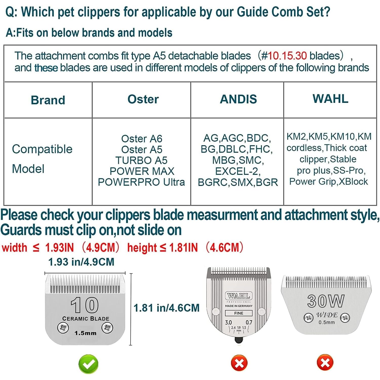 DODAER color-coded combs aid quick size choice during grooming.