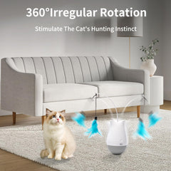 DOEL cat toy demonstrates 360 degree rotation for spontaneous chasing.