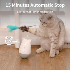 DOEL cat toy with interchangeable feathers keeps cats engaged with varied prey hints.