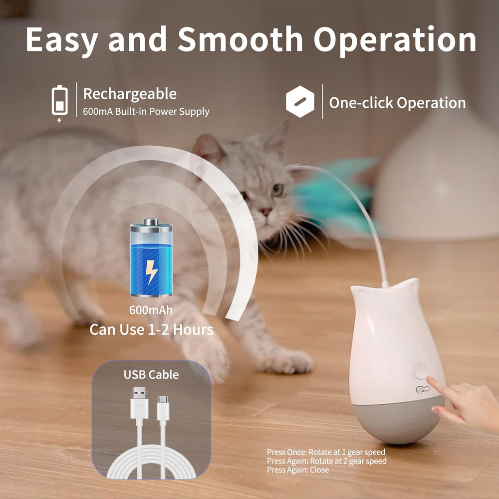 DOEL cat toy silent motor keeps night play calm.
