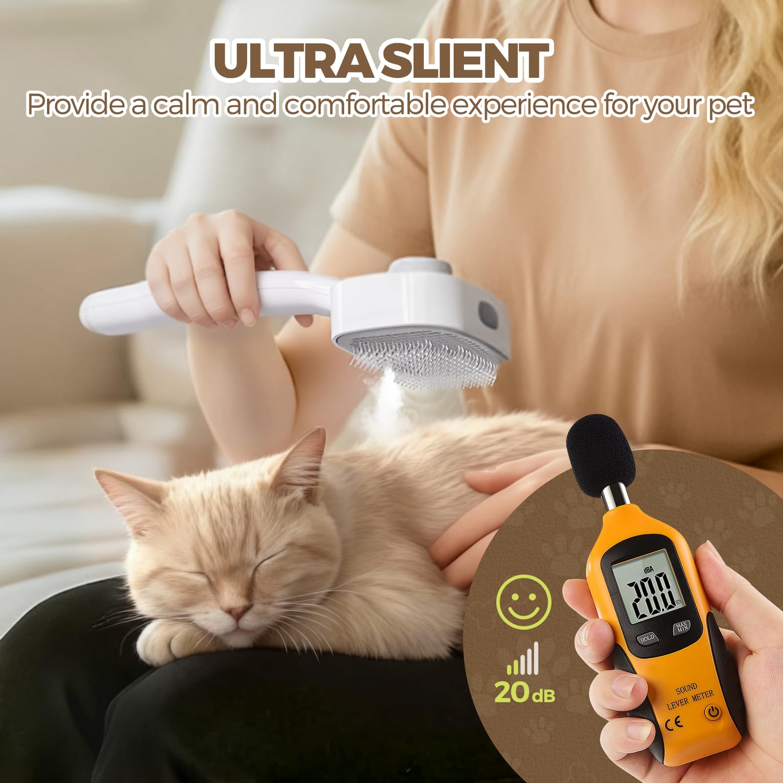 Doffur Cat Steam Brush 60 mL tank supports extended sessions for multi-pet households.