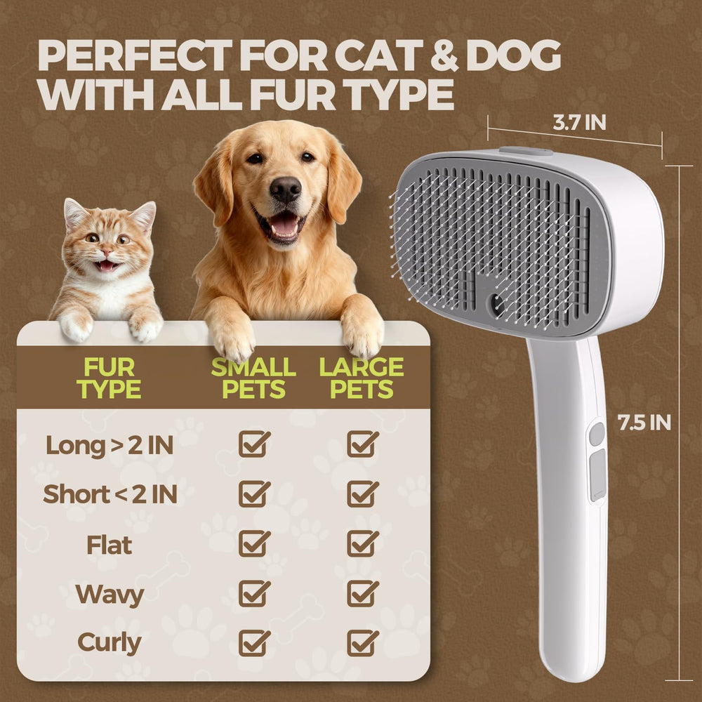 Doffur Cat Steam Brush bottom atomizer focuses on even moisture distribution for detangling.