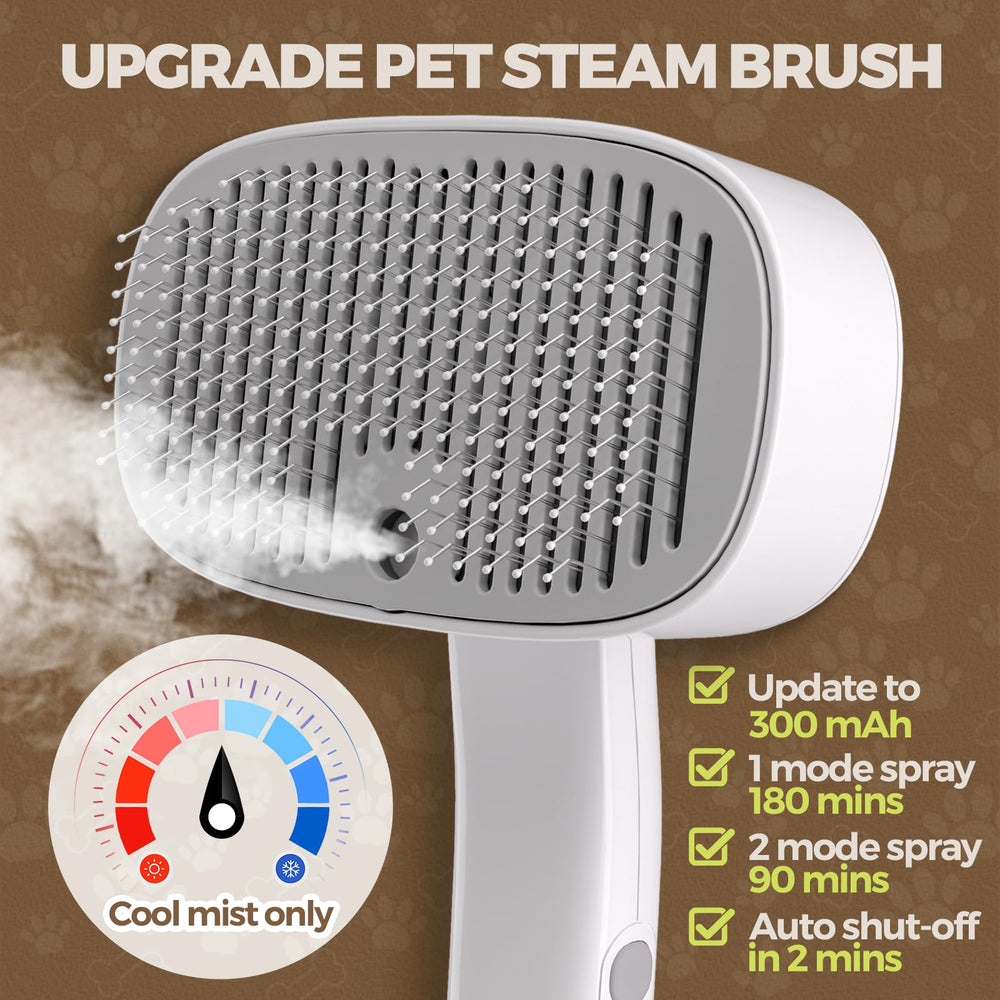 Doffur Cat Steam Brush ergonomic grip highlights comfortable long grooming with minimal fatigue.
