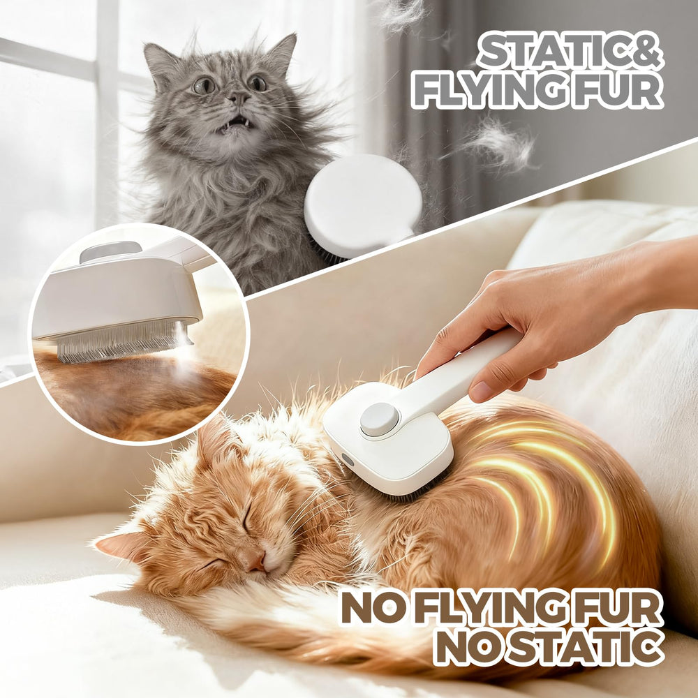 Doffur Cat Steam Brush self-cleaning button demonstrates quick maintenance after every session.