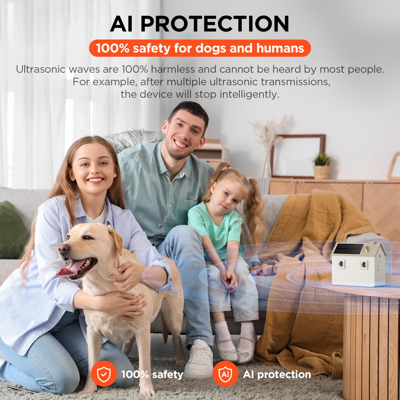 Dog bark deterrent suitable for all dog sizes indoors and outdoors.