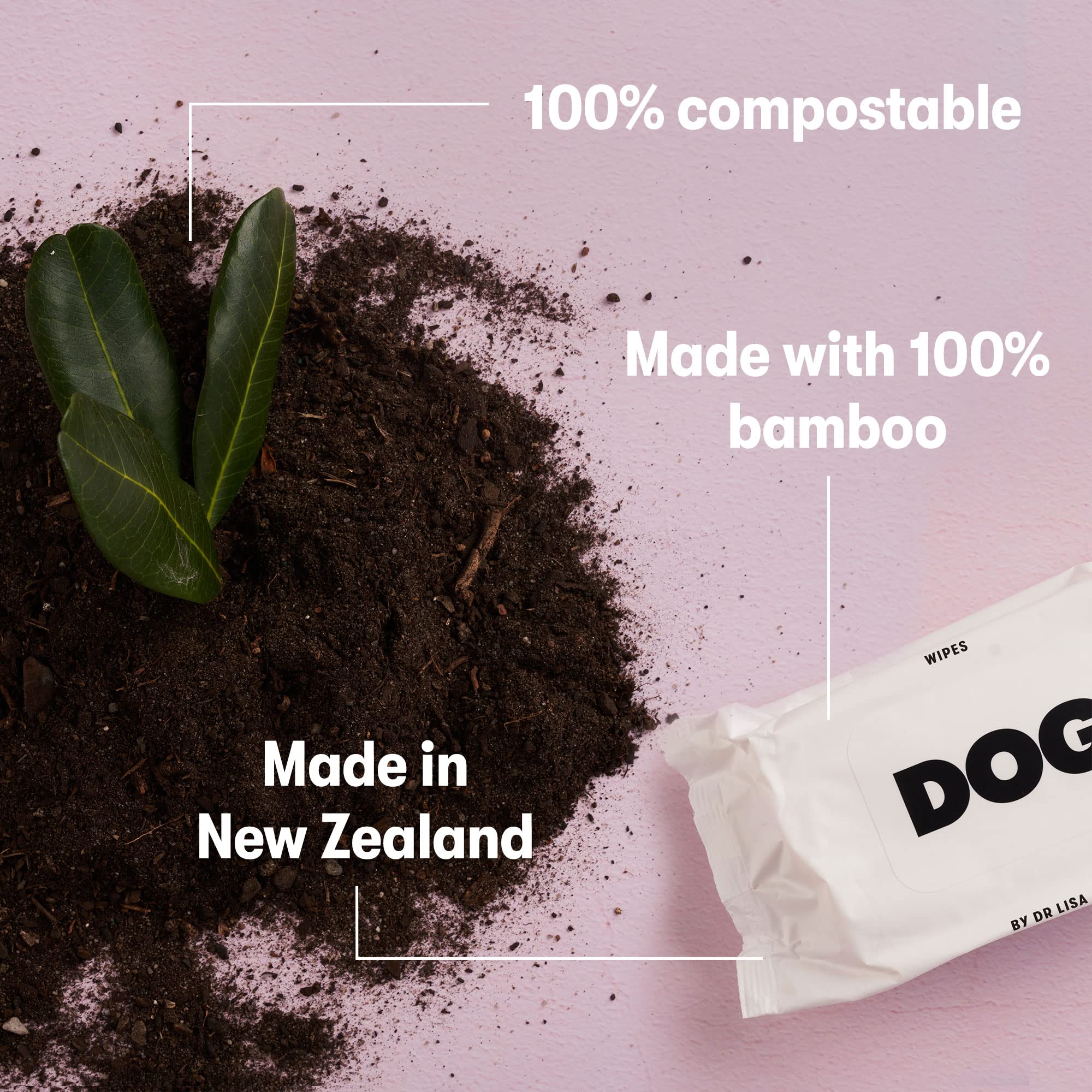 Close-up of DOG by Dr Lisa wipes showing non-toxic ingredients