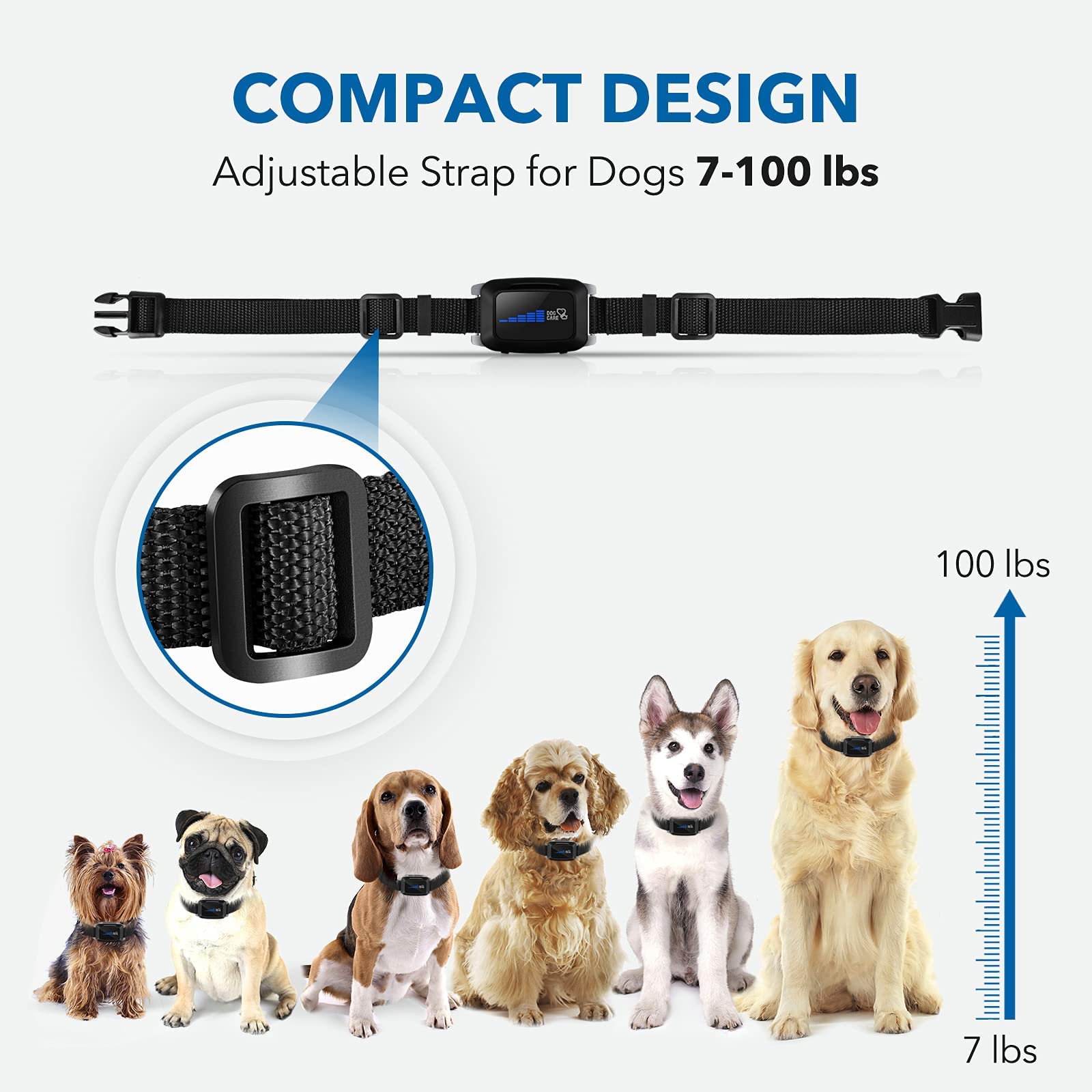 DOG CARE collar adjustable fit for dogs 15–100 pounds