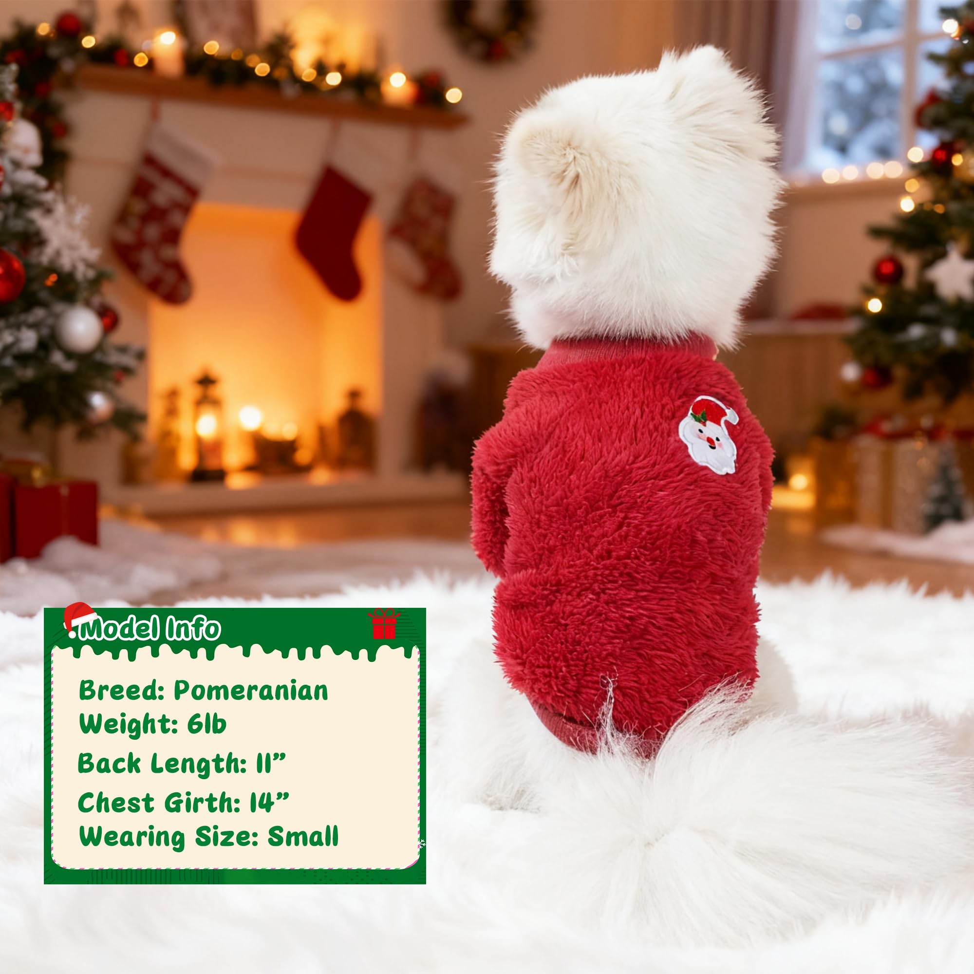 Dog Christmas Sweater XXS chest view with snug fit for tiny breeds
