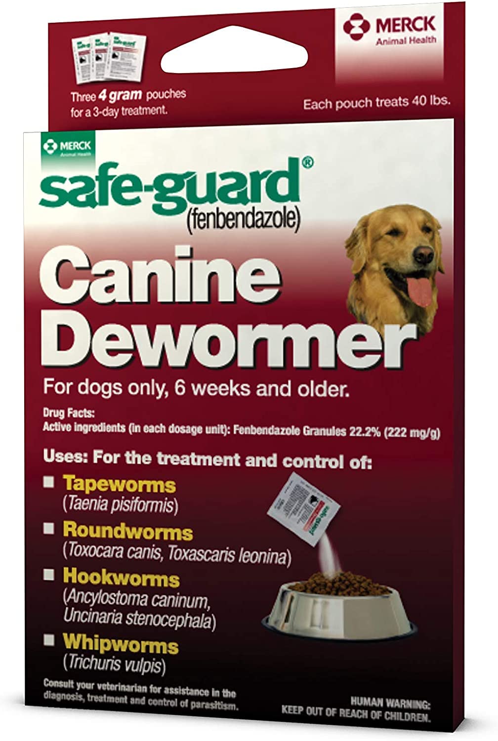 Dog Dewormer Canine 8in1 Safeguard pouch eases feeding and parasite protection for large dogs