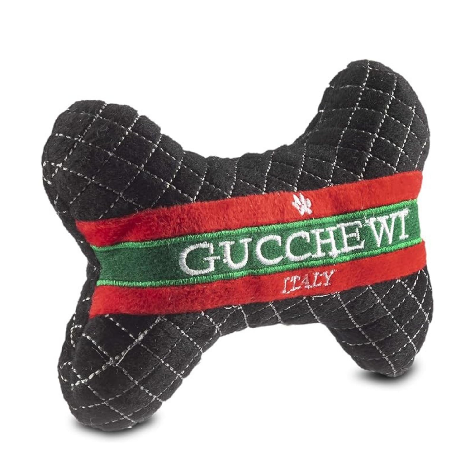 Dog Diggin Designs Runway Pup plush ball close-up, promotes active play and squeaky fun.
