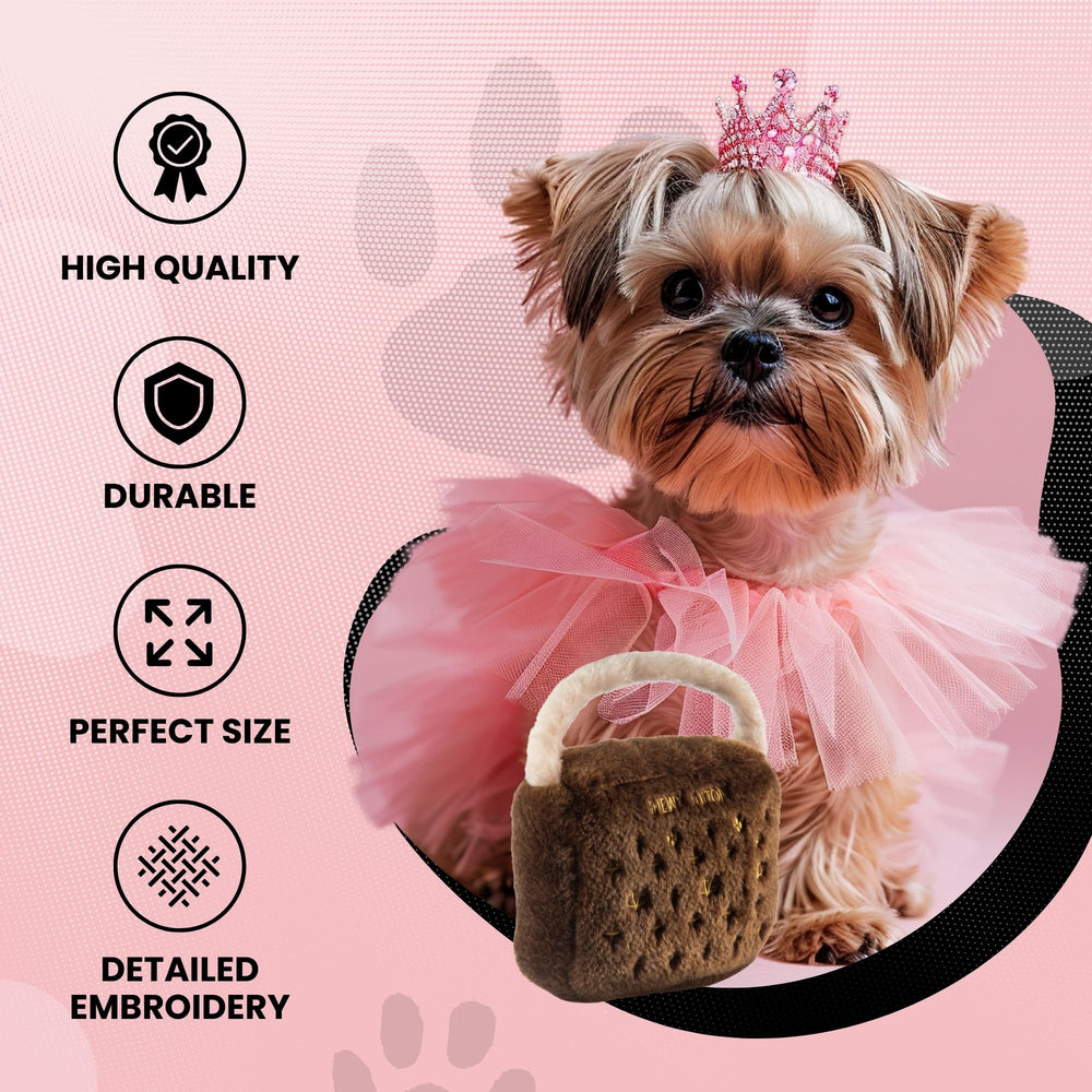Dog Diggin Designs Runway Pup purse toy 3—appliqué accents enhance visual appeal during playtime.