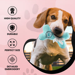 Dog Diggin Designs Runway Pup Toy logo-rich design adds fashion-forward charm.